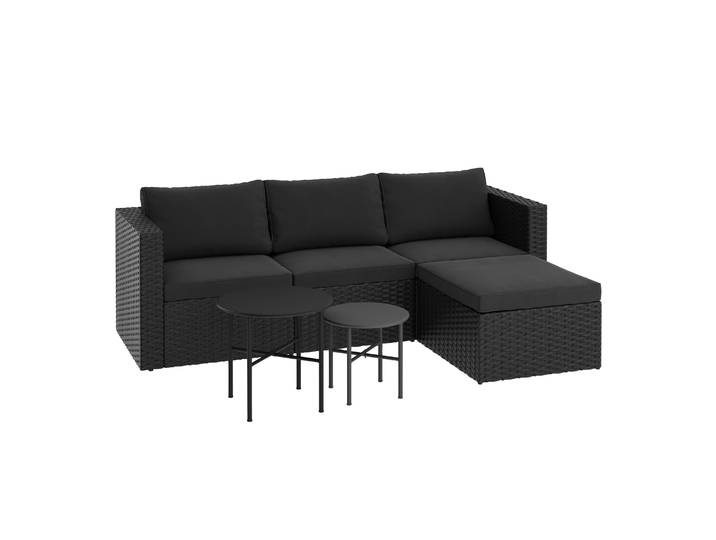Rattanlounge TUGELA schwarz/anthrazit