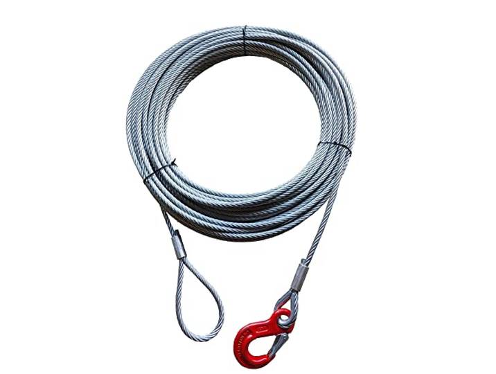 ALFA LOGISTIK Anschlagseil 12mm Durchmesser 25m Länge mit Haken und Öse – Drahtseil mit Haken - Stahlseil mit Ösen und Haken – Zuverlässiges Forstseil