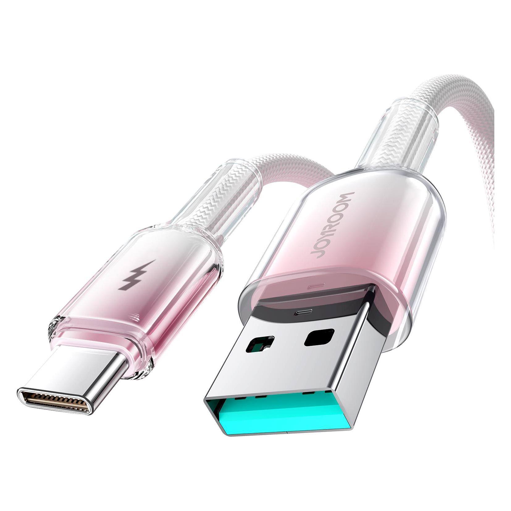 Joyroom S-A42 Crystal Clear Series Fast Charging Data Cable USB-A to Type-C 3A 1.2m White (1.20 m, USB 2.0, 27 W) (S-A42)