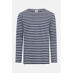 Hanseheld Streifenshirt Herren Marine-Natur Langarm Blau Weiß GOTS Organic
