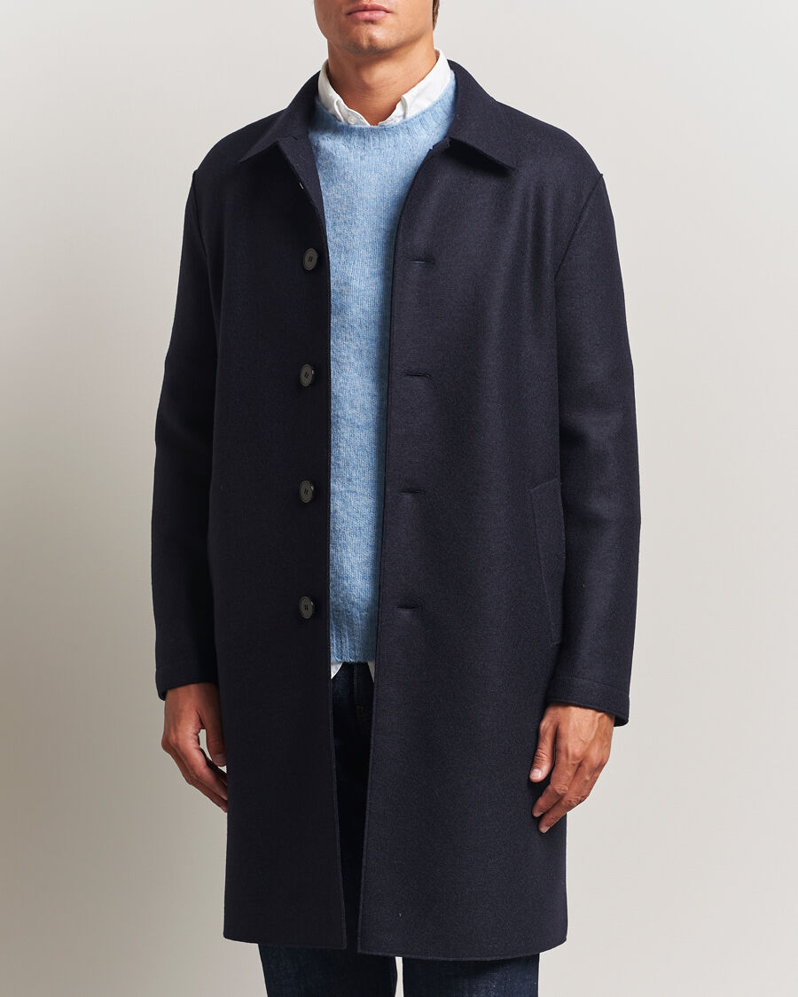 Harris Wharf London Pressed Wool Mac Coat Navy men 54 Blå