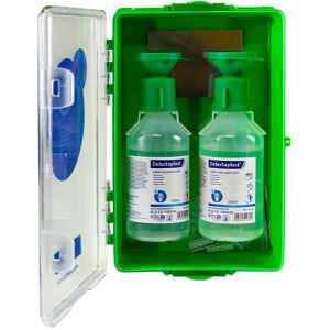 Detectaplast Augenspülung Saline, steril, 0,9% NaCl, Augenspülstation mit Wandhalterung, 2x 250ml