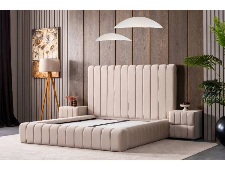 Bermo Home Bettgestell Eliza (Set, Bettgestell mit vertikal gestepptem Kopfteil), Bettgestell mit vertikal gestepptem Kopfteil