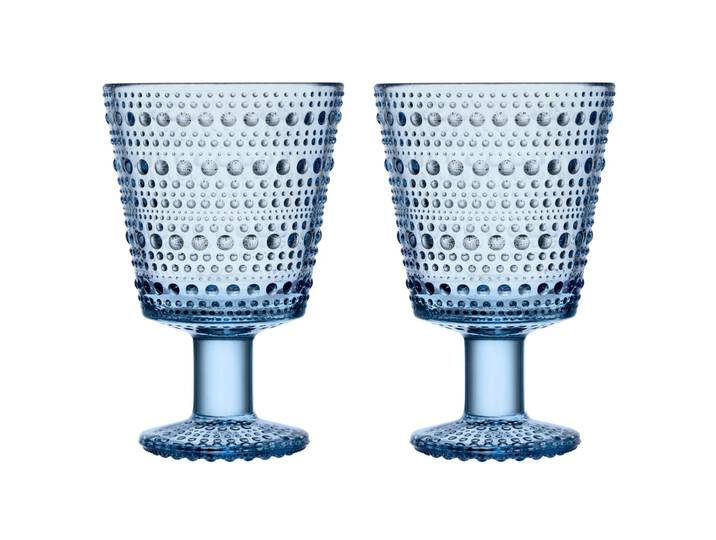Iittala Verre à eau sur pied Kastehelmi 26cl lot de 2 aqua
