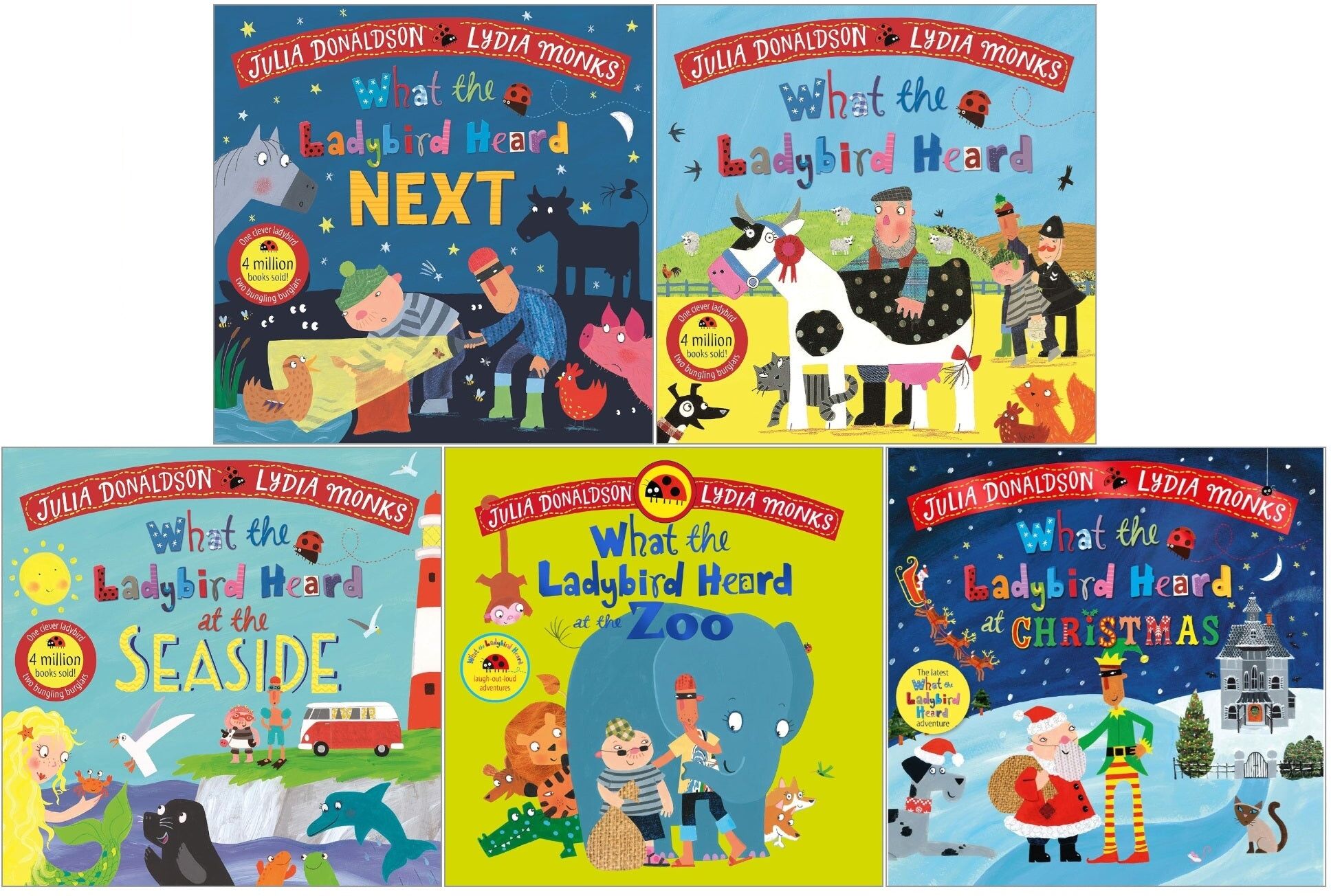 MACMILLAN What the Ladybird Heard Series 5 Books Collection Set   Julia Donaldson & Lydia Monks – Ladybird Adventures Picture Books