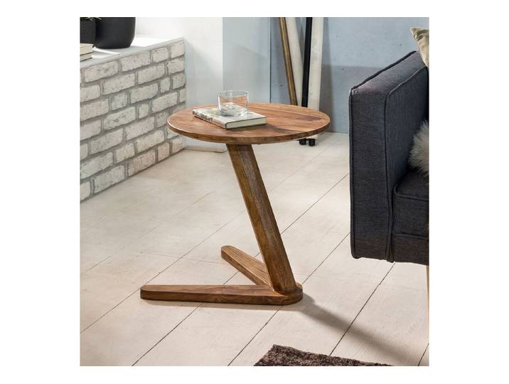 KADIMA DESIGN Beistelltisch Beistelltisch BOHA Massivholz Design Wohnzimmer-Tisch 45 cm Holz, 45cm rund Nachttisch Natur-Holz Landhaus-Stil