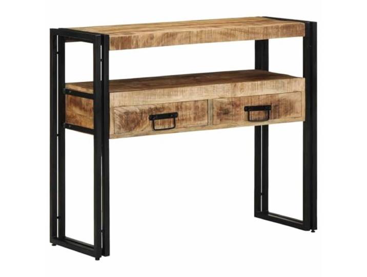 KTHLBRH Konsolentisch, Braun, Beistelltisch mit rustikalem Griff, mit Aufbewahrung und Stil, robust, 90 x 33 x 75 cm, massives Mangoholz