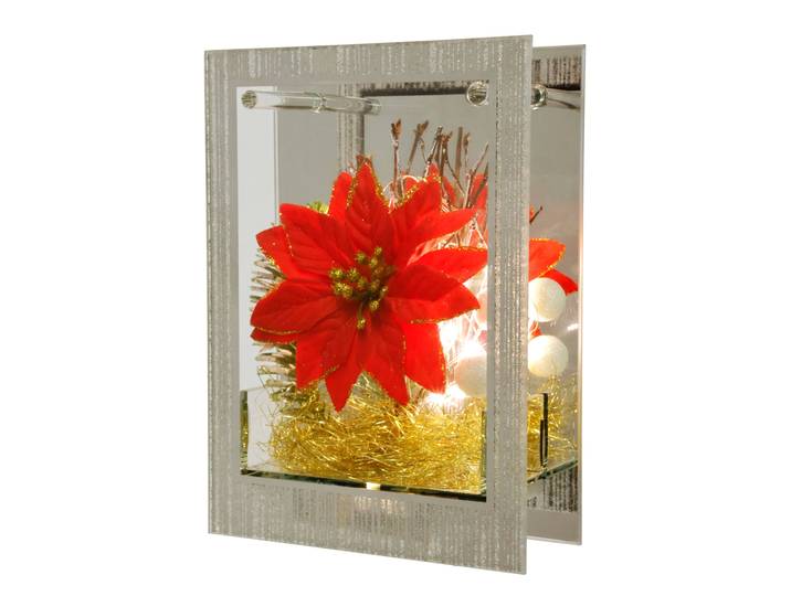 LED-Dekofigur I.GE.A. Dekoobjekt aus Glas mit LED Licht , rot, B:16cm H:21cm, Glas, Dekofiguren, LED-Dekofigur, Mit Weihnachtsstern Engelshaar Tannengrün Weihnachtsdeko Deko Geschenk
