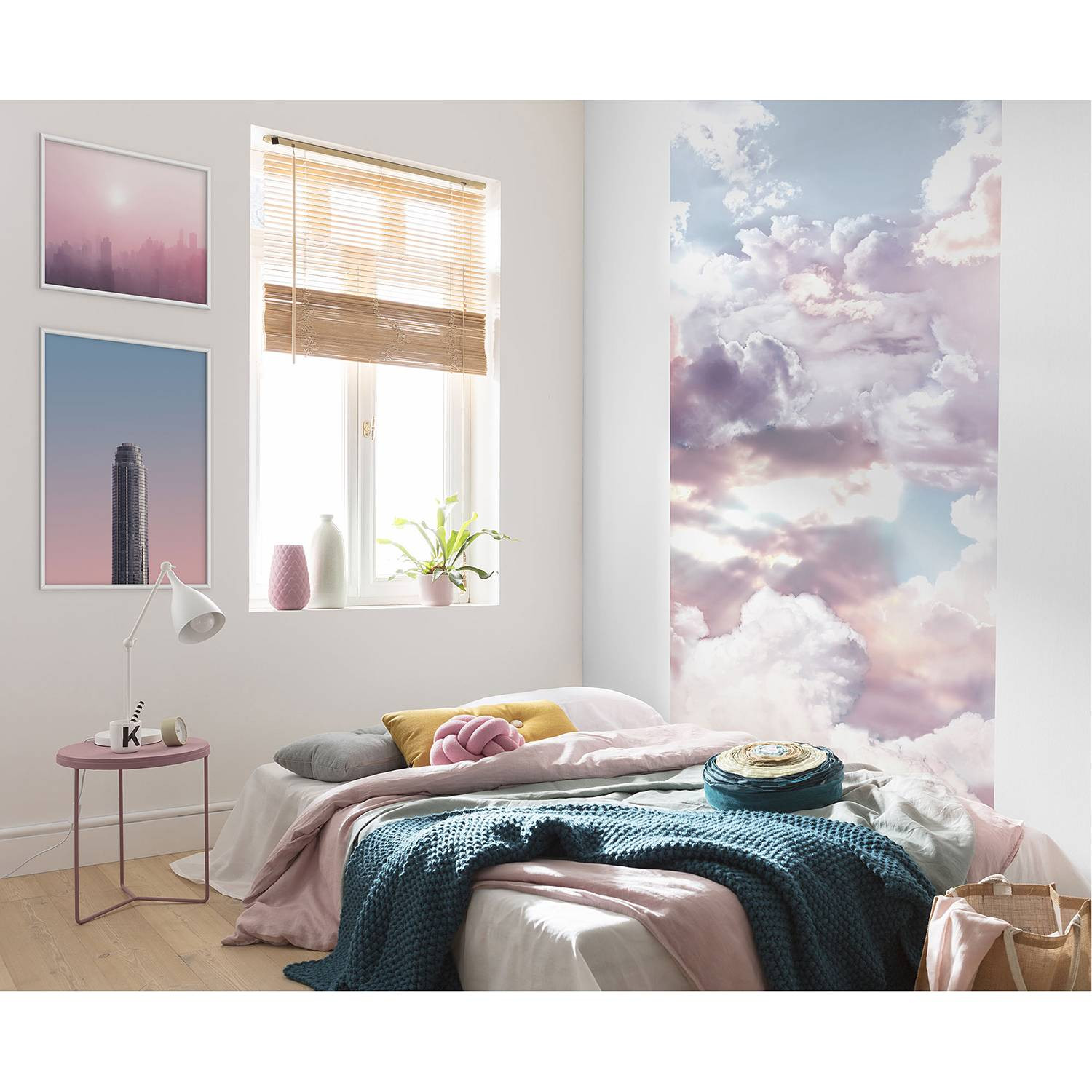 home24 Fotobehang Clouds Roze 100 cm