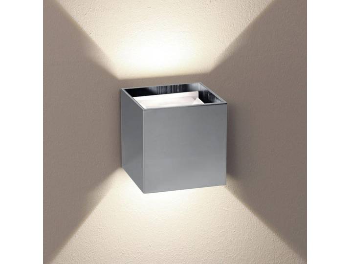 s.luce Led-Wandlampe Ixa High Power Chrom Quadratisch, Chromfarben, Metall, LED integrated, 10x10x10 cm, Lampen & Leuchten, Innenbeleuchtung, Wandleuchten