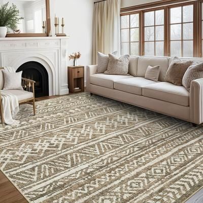 Garvee Rustic Geo Washable Soft Area Rug