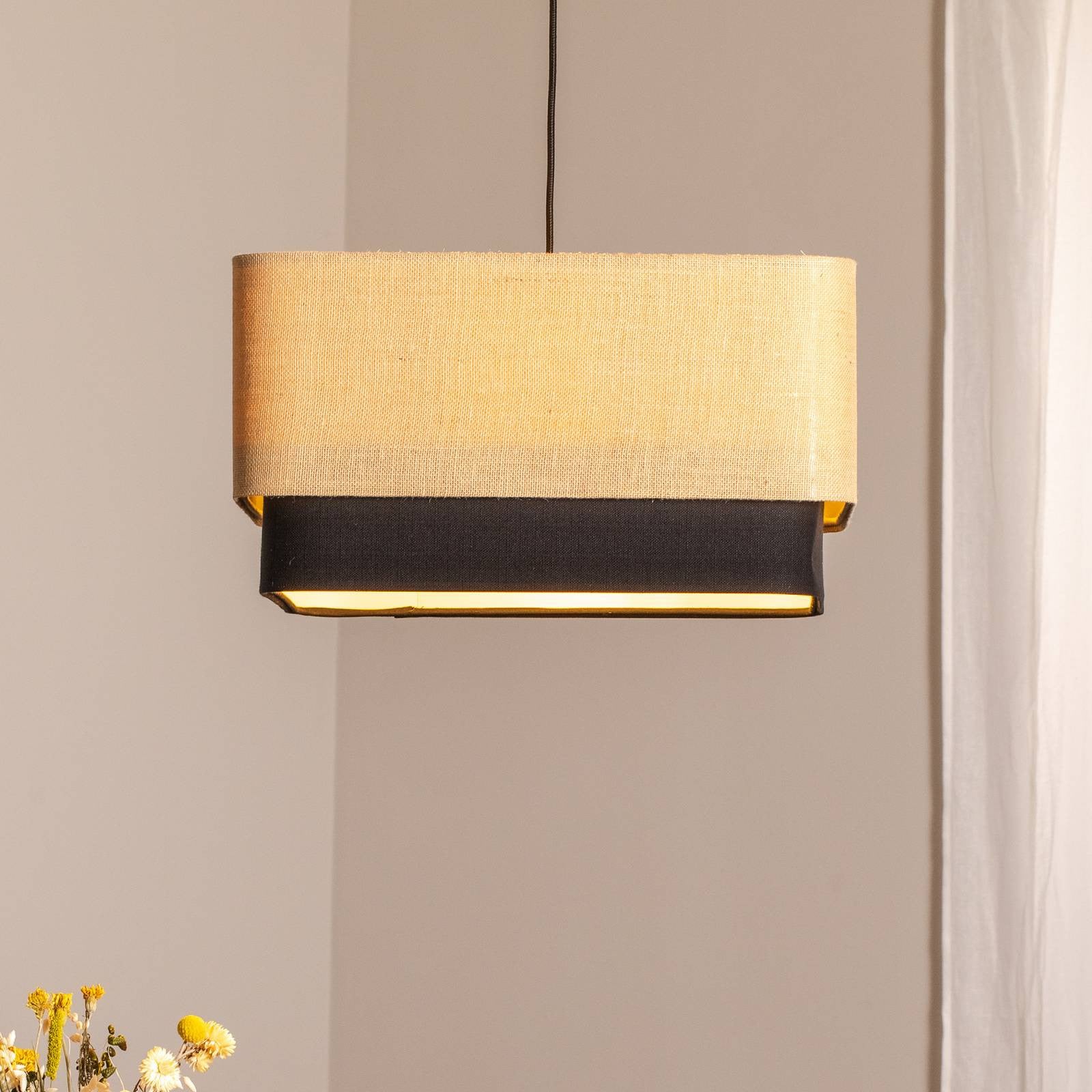 Maco Design Hanglamp Kwadro Duo, vierkant, zwart/beige, dimbaar, voor woon- of eetkamer