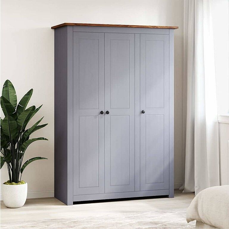vidaxl Armario 3 puertas madera pino Panamá Range gris 118x50x171,5cm