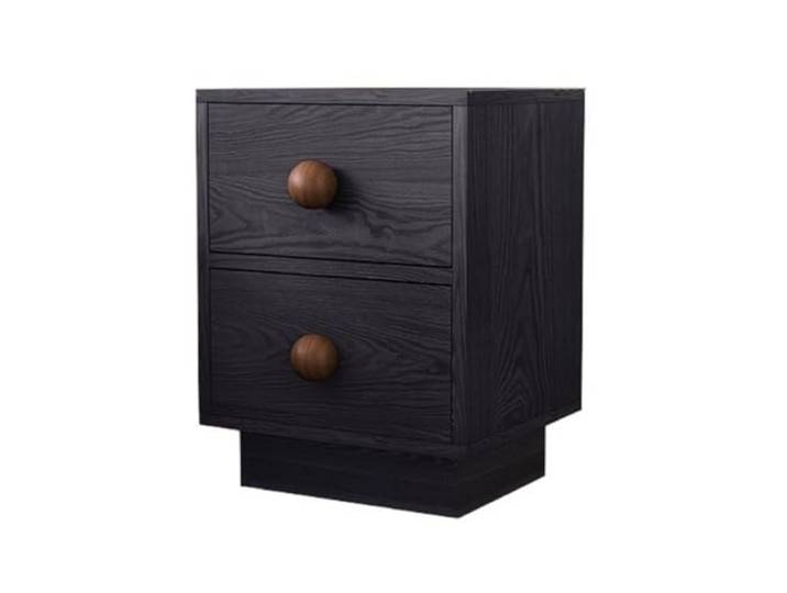 xiuling4568 Nachttisch aus Holz mit 2 Schubladen, minimalistischer Beistelltisch, kleine Kommode, Vintage-brauner Holz Nachttischs für Schlafzimmer, Wohnzimmer(Black)