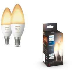 2er Pack Philips Hue E14 LED Leuchtmittel dimmbar 5,2W wie 40W - smarte Kerzenlampen mit tunable White