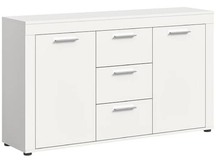 xonox.Home - Sideboard Jam 125x80x35 cm in weiß Melamin - Schrank Highboard Anrichte Sideboard Beischrank - Pflegeleichte Oberfläche und funktionale Konstruktion