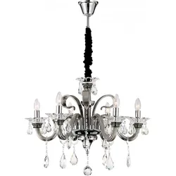 Decken Hänge Lampe Leuchte Kronleuchter Metall Chrom Glas Kristalle Ess Zimmer