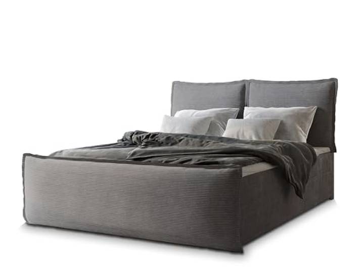 Masseno Boxspringbett Monta 180x200 cm Komplett-Set mit Matratze und Topper, Polsterbett mit Zwei Bettkästen -Grau, Lincoln 85