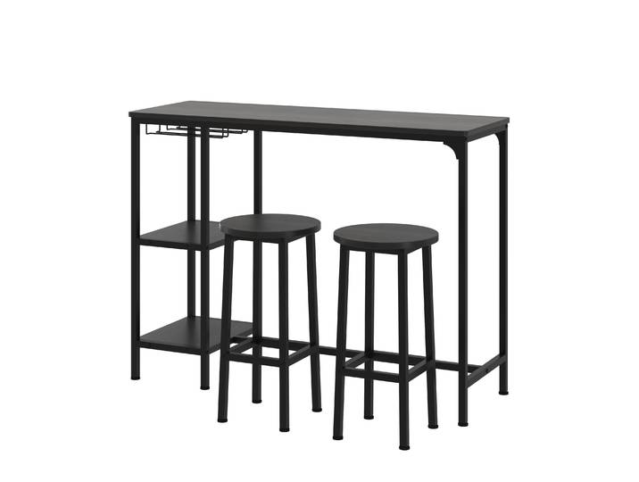 Bartisch mit Barhocker Set HOVMARK 120 x 40 x 90 cm schwarz