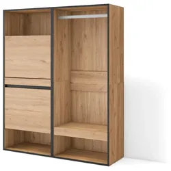 SKRAUT HOME Schuhschrank, Platzsparender Schrank, 120x35x145 cm, Schlafzimmer, Offener Schrank, Modern Style, Eiche _ 458_17