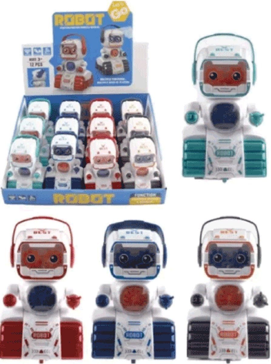 Jono Toys Robot Frictie Speelgoed Set van 12 stuks - 10 cm