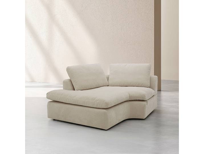 HABITAT - Méridienne d'angle gauche incurvée en tissu - Beige meringue - Ameria