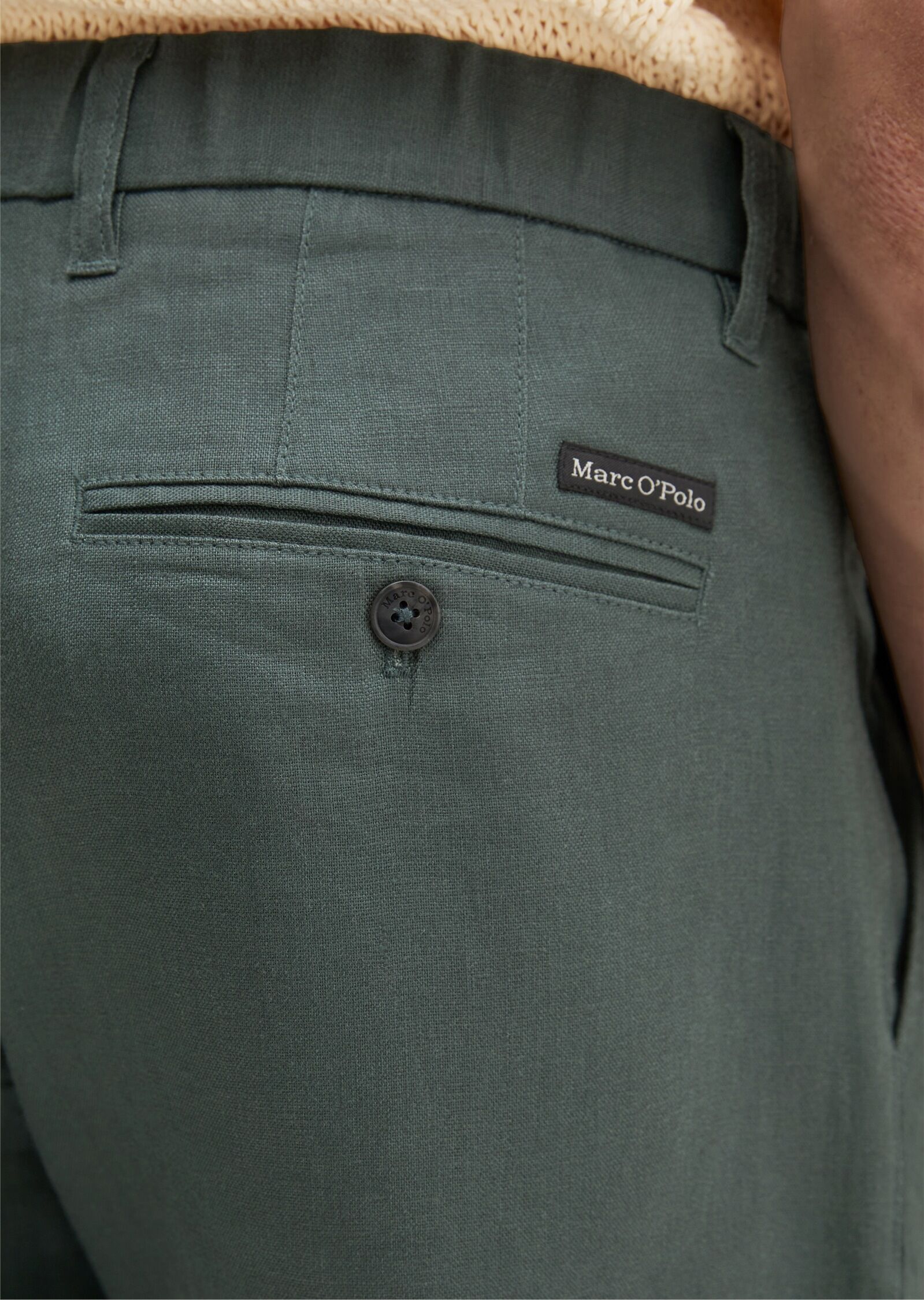 Marc O' Polo Leinenhose MARC O'POLO "Osby jogger pleats", Herren, Gr. 30, Länge 30, grün (skipping stone), Web, Obermaterial: 100% Leinen, normal, Hosen Leinenhose skipping stone 30, Länge 30