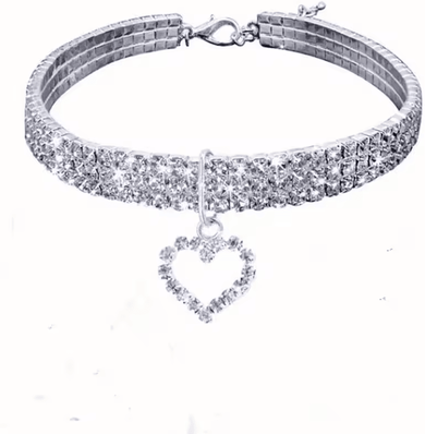 Inspire Curations Luxury Rhinestone Pet Collar Necklace For Cats & Small Dogs love Collar White l