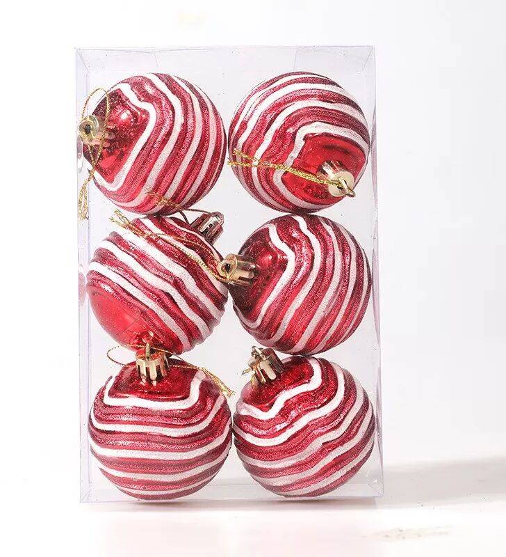 INF Weihnachtsbaumkugeln Zebra Ball 6cm - 6er Set, Festliche Baumornamente Rot