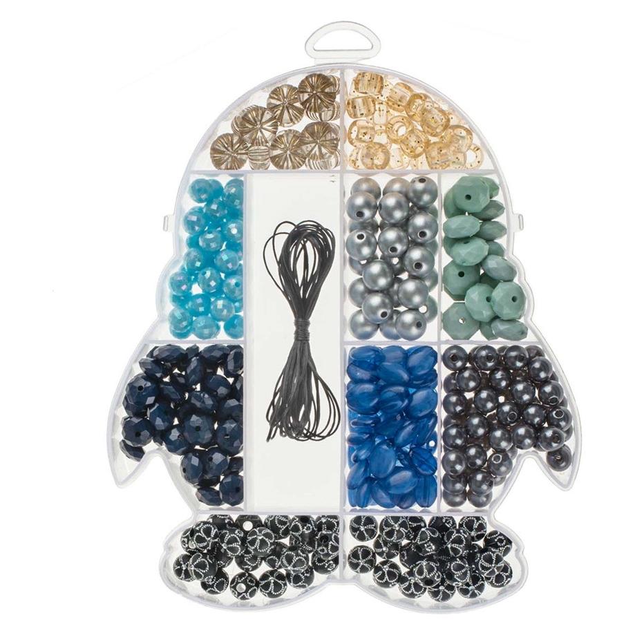 Glorex Perlen-Set Pinguin Kunststoff, ca. 395 Stk, 100g, blau (61630331)