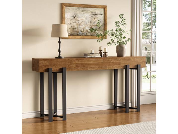 Tribesigns Table console de 63 pouces pour entrée, ferme derrière la table de canapé, table de canapé minimaliste pour salon, chêne
