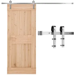 VEVOR Schiebetürsystem 2,44 m, Schiebetürbeschlag, Tragkraft 150 kg, kompatibel mit 107 bis 122 cm Breite & 34,92 bis 44,45 mm Dicke, langlebige Schiene & J-förmige Rolle