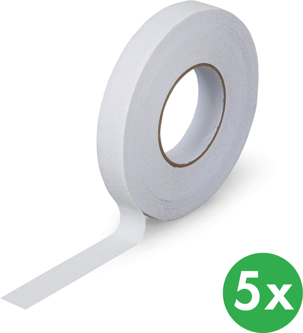 B2B Partner Antirutschband, Grobkorn, 25 mm x 18,3 m, 5 Stk, weiß
