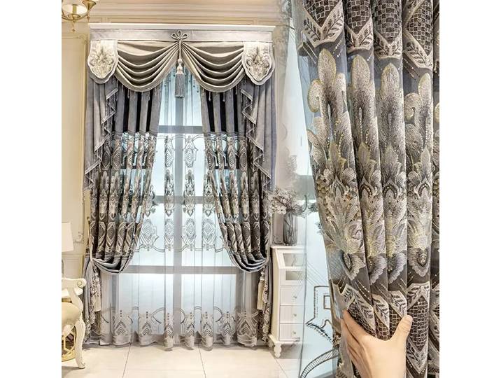 Rideaux verts de luxe de style européen pour salon, chambre à coucher, salle à manger, rideaux occultants brodés, sur mesure
