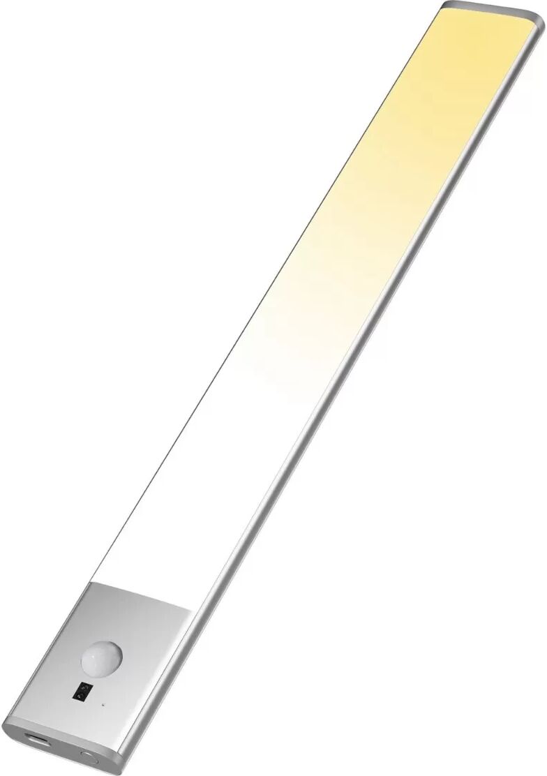 INF Smart Motion Sensor Light Dual-Modus (PIR + Handwisch) — USB-C wiederaufladbare magnetische LED-Leiste mit 3 Silber 30 cm