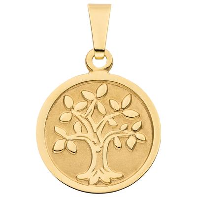 Kettenanhänger JOBO "Anhänger Lebensbaum rund 12 mm", gold (gelbgold 333), Schmuckanhänger, Damen, Gelbgold 333, Kettenanhänger, 8 Karat 333 Gold