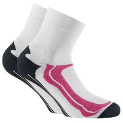 Rohner Basic Unisex Quarter-Socken, 2er Pack - Quarter Sport, Baumwoll-Mix Weiß/Pink / 39-42