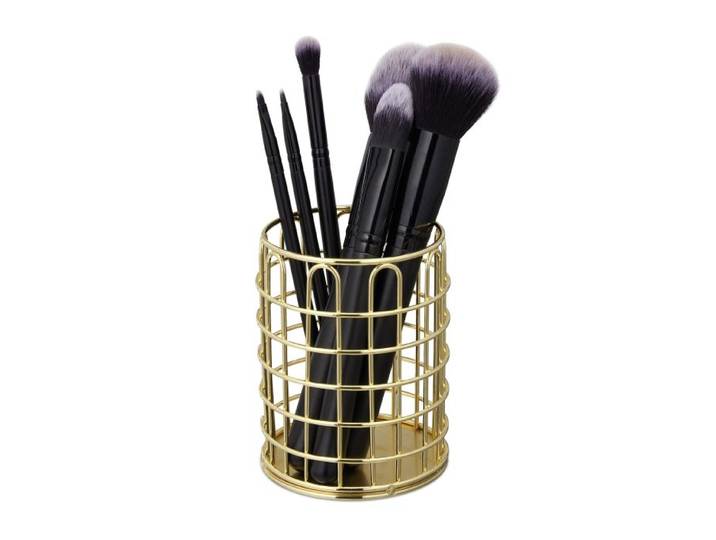 Relaxdays 10x Pots à pinceau maquillage métal rond