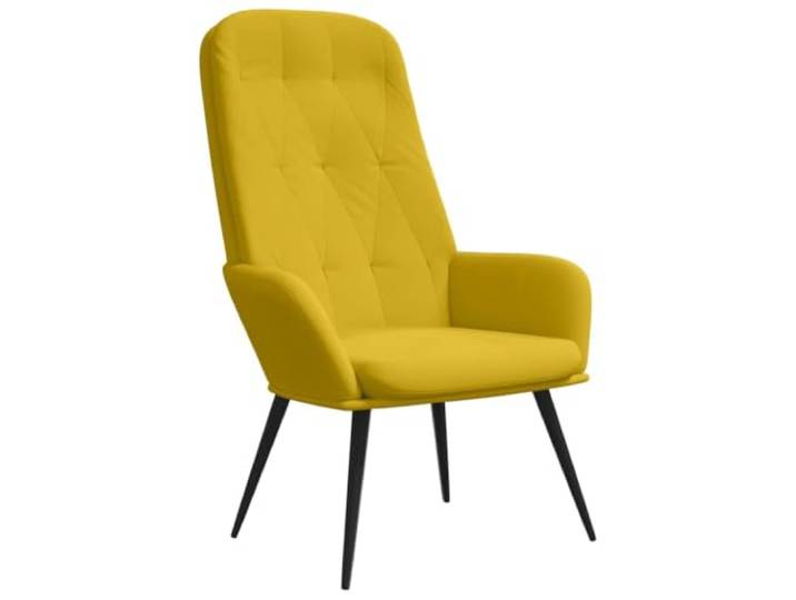 KTHLBRH Relaxstuhl aus senfgelbem Samt mit Armlehnen Samt 100% Polyester, Metallgestell, Schaumstofffüllung, 110 kg Tragkraft, Punkte-Design