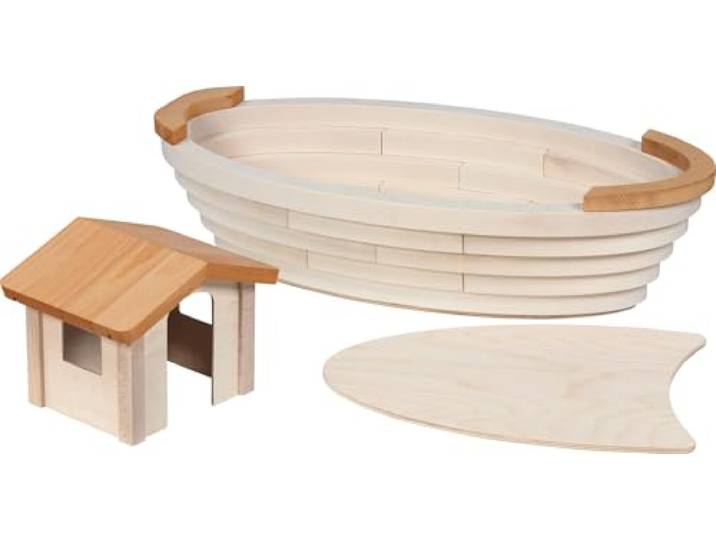 goki HOLZTIGER 80614 - Arche Noah aus Holz, handgearbeitetes Holzspielzeug