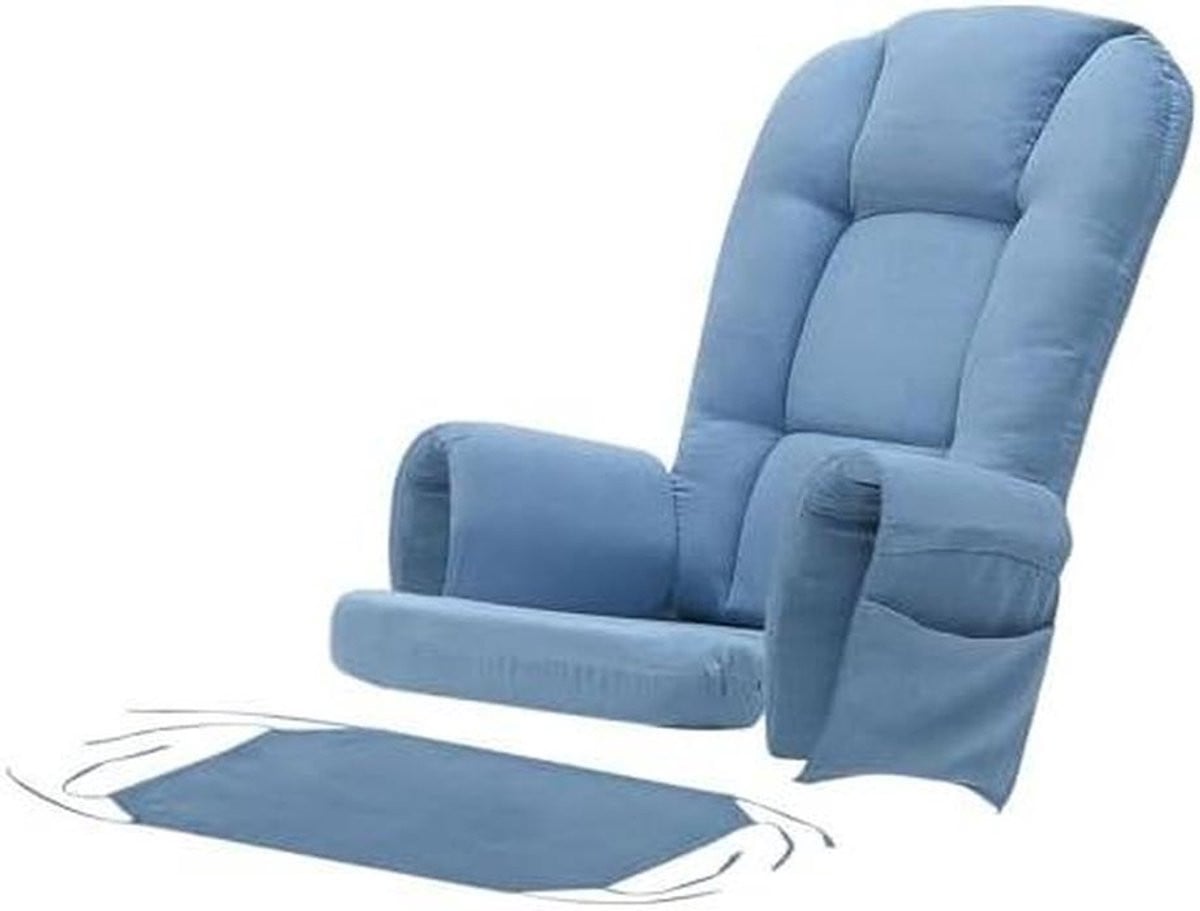 5-delige blauwe fluwelen schommelstoel kussenset met opbergvakken voor optimaal zitcomfort