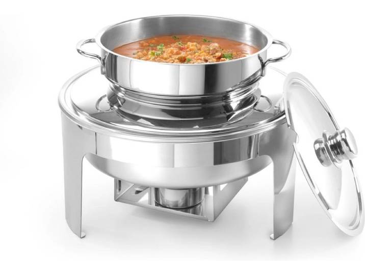 HENDI Ronde soep chafing dish – spiegelglans – 10L – roestvrij staal – met handgrepen en lepeluitsparing