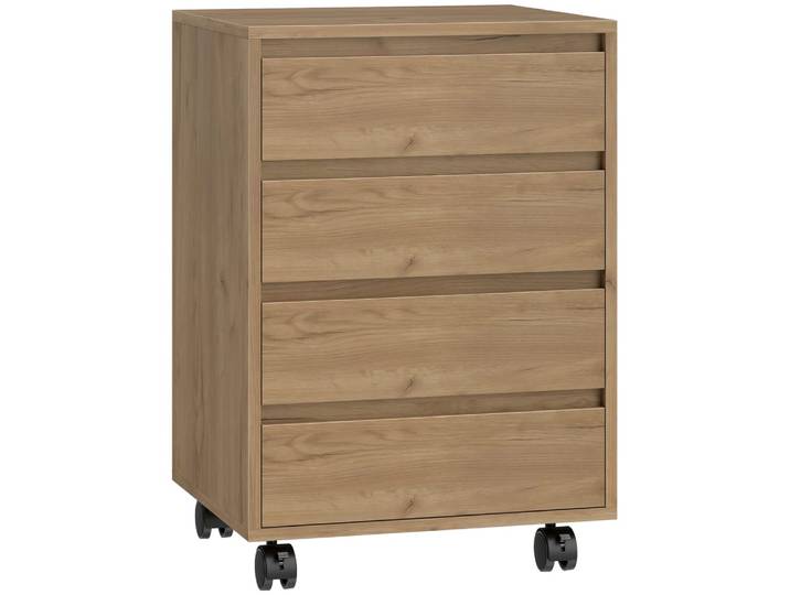 Classeur de bureau 4 tiroirs à roulettes bois marron