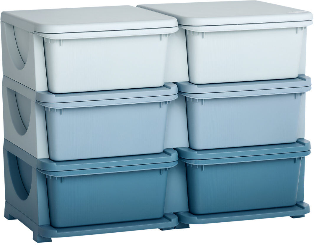 Zoomie Kids Bendet 6 Drawers Plastic Kids Storage Units 3 Tier Children Toy Chest Blue 56.5cm H X 75cm W X 37cm D