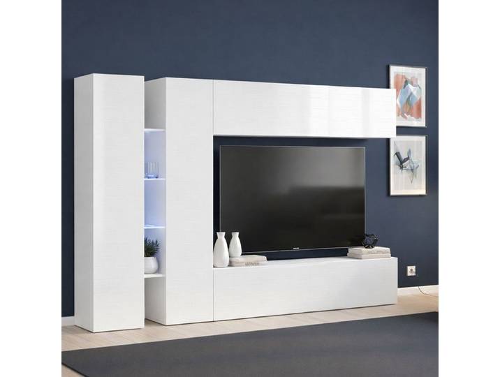 Mur Enstatite Dmora Bois Nobilité Blanc Brillant 280x30x180h cm