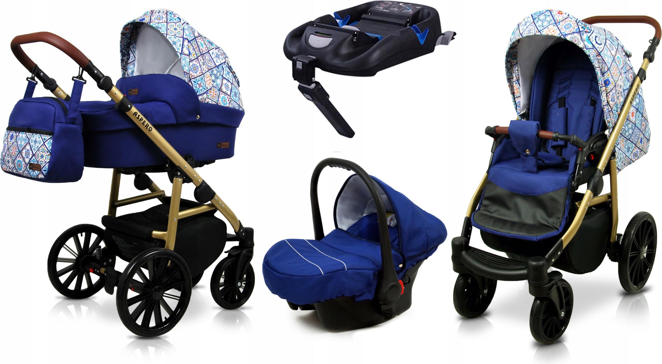 BabyLux Aspero | 4in1 Kinderwagen Set | Portuguese Tiles | Kombikinderwagen | Kinderwagenset |