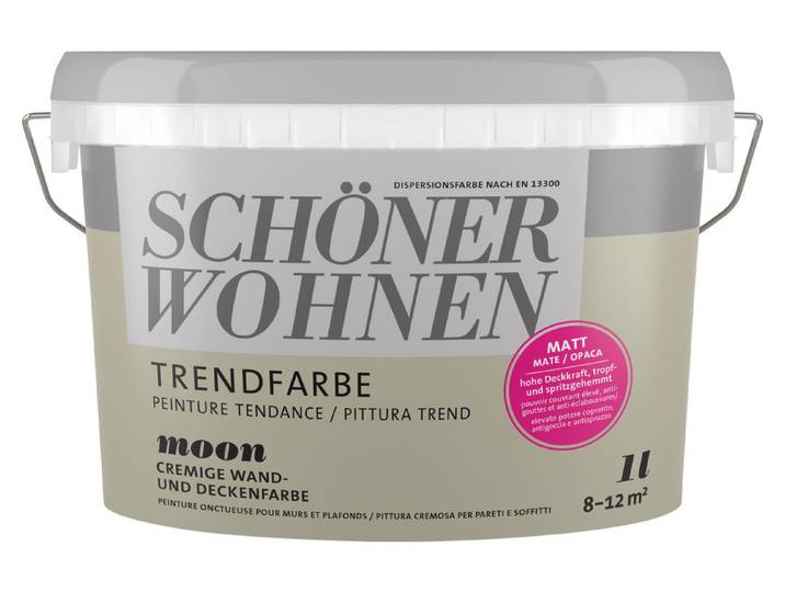 Schöner Wohnen Farbige Dispersion Trendfarbe Moon 1 l Matt