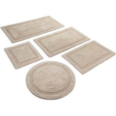 Badematte WECON HOME BASICS "Knut", beige, H:20mm, Baumwolle, Badematten, Badematte, waschbar, rutschfest, strapazierfähig, pflegeleicht, Bordüre, weich