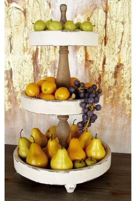 ARCILLA ELEMENTAL White Wood 3 Level Tiered Server