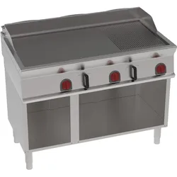 EURAST - Elektrische grillplatte fe 15 mm teilweise geriffelt auf offenem untergestell - 1200x700x900 mm - 11700 W 400/3V - 36702617
